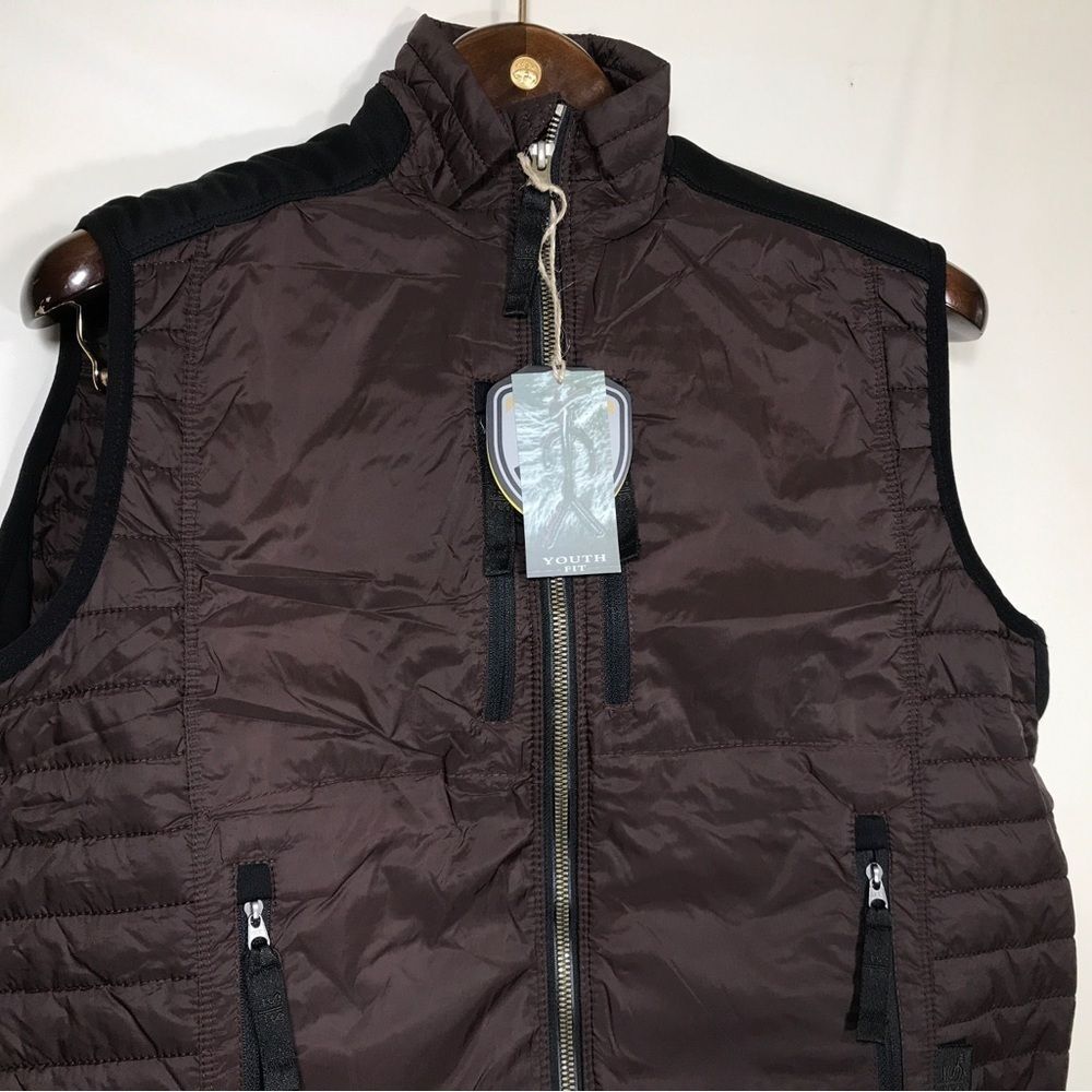 Youth STS Ranchwear Western Puffer Vest Brown Size XLarge - Picture 5 of 11